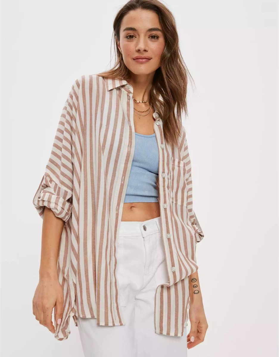 Chemises American Eagle AE Go Big Oversized Multicolore Femme | SXL-78111030